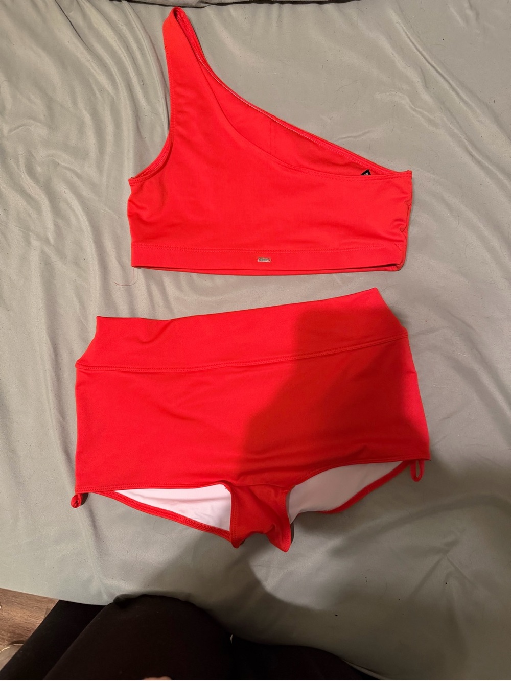 PINK Victoria's Secret One-Shoulder Red Swim Top and High-Waist Bottoms